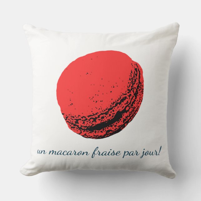 un macaron fraise par jour! kudde (Framsida)
