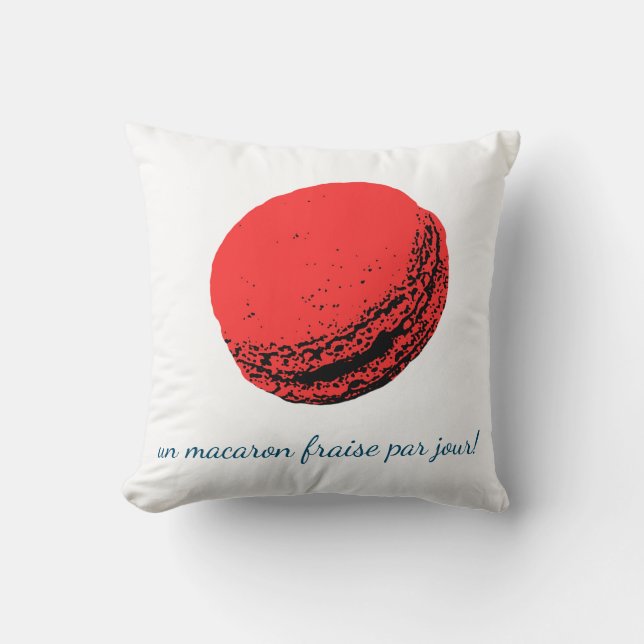 un macaron fraise par jour! kudde (Framsida)