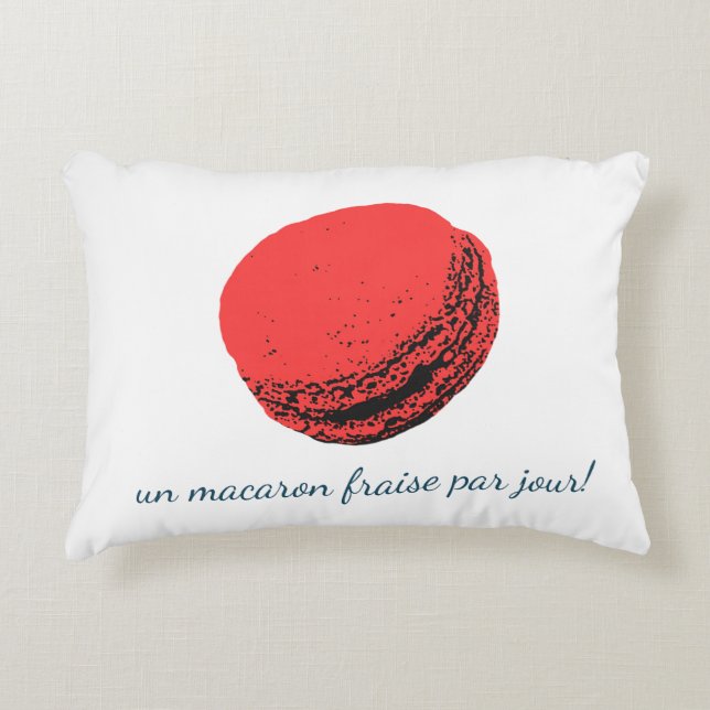 un macaron fraise par jour! prydnadskudde (Framsidan)