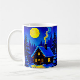 Un maison type chalet sous la lune. kaffemugg