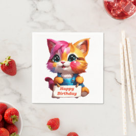 Un marrant chaton d'anniversaire pappersservett