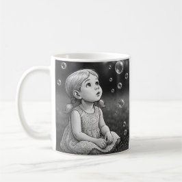 Un mug avec une petite fille en noir et blanc. kaffemugg