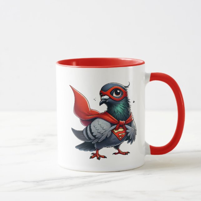Un pigeon super-héros avec sa cape. mugg (Höger)