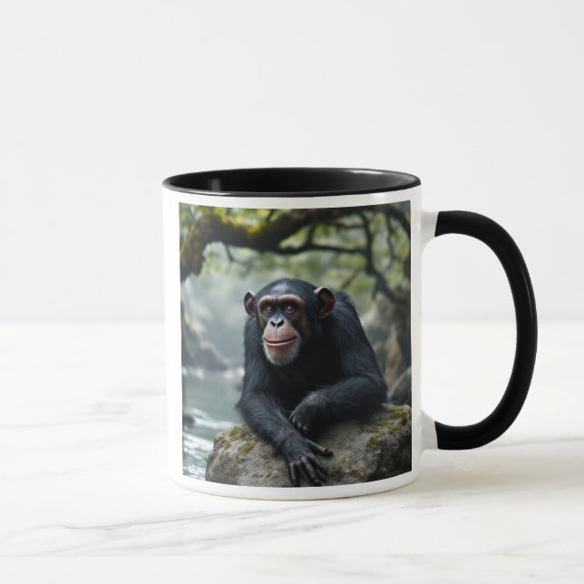 Un singe chimpanzé au repos sur un rocher. mugg (Höger)