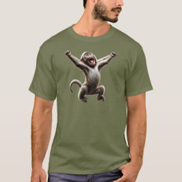 Un singe excité les bras en l'air. t shirt
