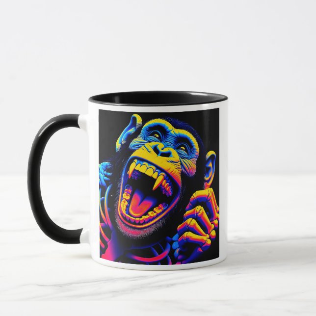  Un singe hurlant dans un style pop art.  Mugg (Vänster)
