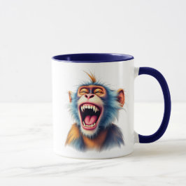 Un singe mort de rire au sourire éclatant. mugg