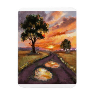 Un soir de pluie soleil couchant. magnet
