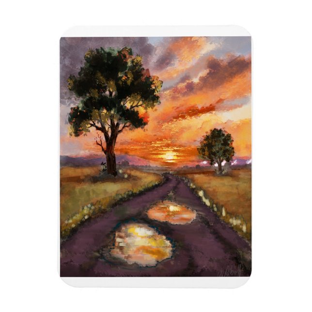Un soir de pluie soleil couchant. magnet (Vertikal)
