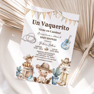 Un Vaquerito Viene en Camino Spain Baby Shower Inbjudningar