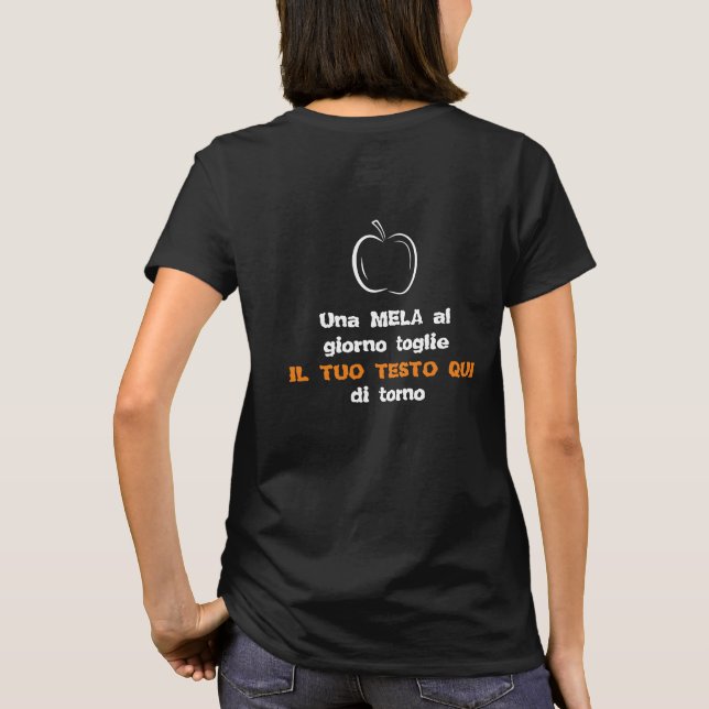 Una Mela Al Giorno Apple Black Line Art T Shirt (Baksida)