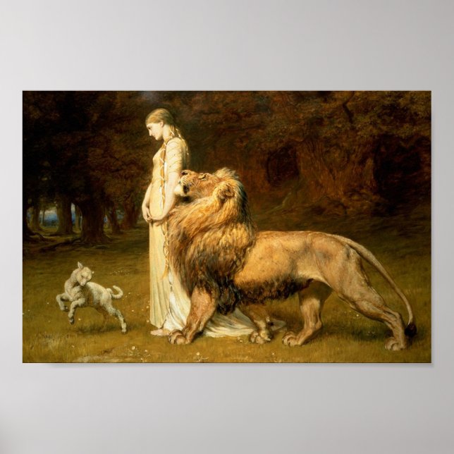 Una och Lejona av Briton Rivière - poster (Framsidan)