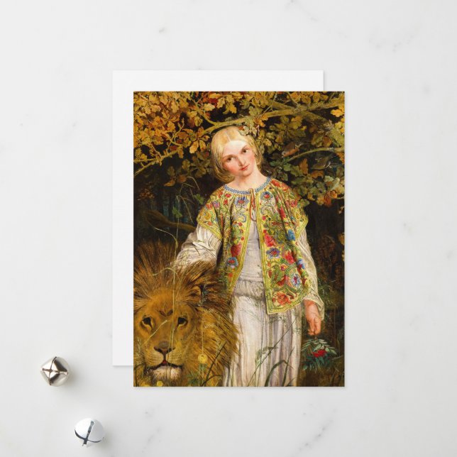 Una och Lejonare, 1860 av William Bell Scott Julkort (Fram/Back In Situ)