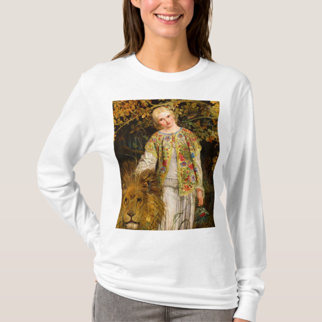 Una och Lejonare, 1860 av William Bell Scott T Shirt (Framsida)