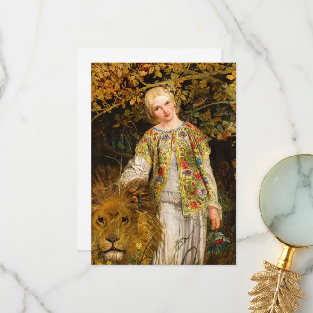 Una och Lejonare, 1860 av William Bell Scott Tack Kort (Fram/Back In Situ)