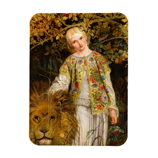 Una och lejonet, 1860 av William Bell Scott Magnet (Vertikal)