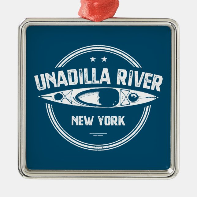 Unadilla River New York Kayak Julgransprydnad Metall (Framsidan)
