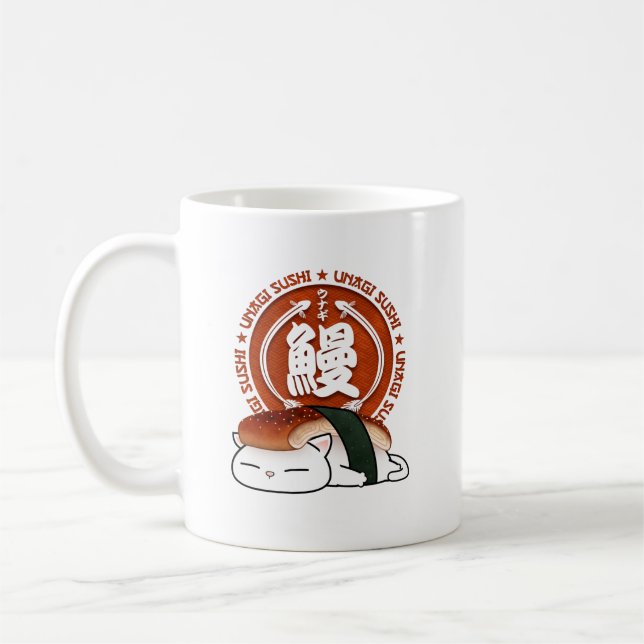 Unagi Eel Sushi Cat Kaffemugg (Vänster)