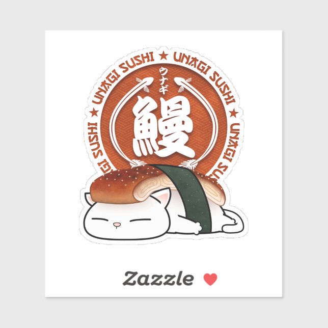 Unagi Eel Sushi Cat Klistermärken (Ark)