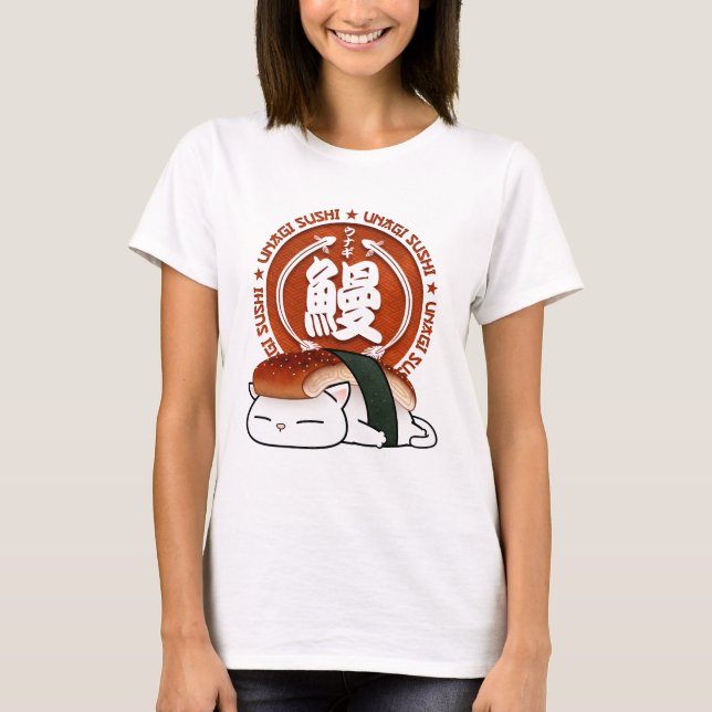 Unagi Eel Sushi Cat T Shirt (Framsida)
