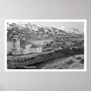 Unalaska Alaska kyrka 1914 Poster