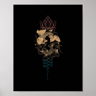 Unalome Zodiac Symbol Fish Pisces Poster