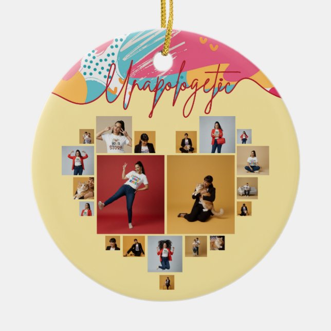 Unapologetic Personalized Feminine Photo Collage Julgransprydnad Keramik (Framsidan)