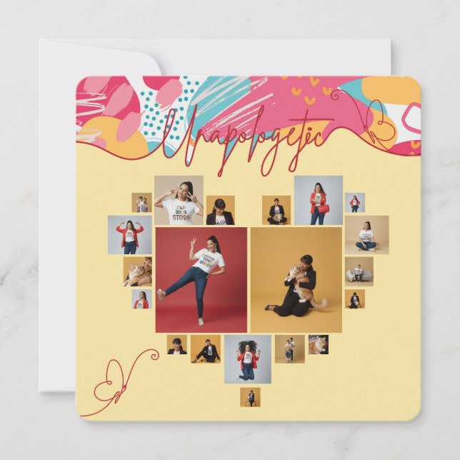 Unapologetic Personalized Feminine Photo Collage Julkort (Framsida)