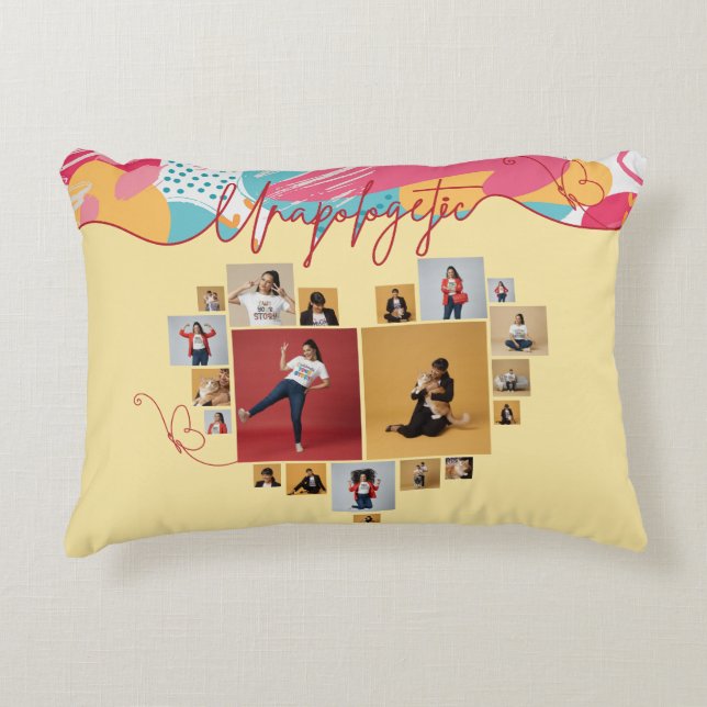 Unapologetic Personalized Feminine Photo Collage Prydnadskudde (Framsidan)