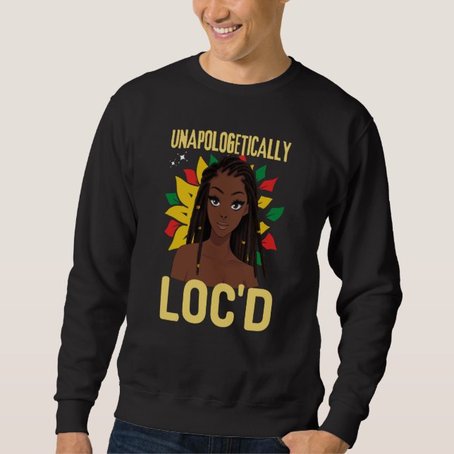 Unapologetically LOC'D Black History Month Melanin Lång Ärmad Tröja (Framsida)