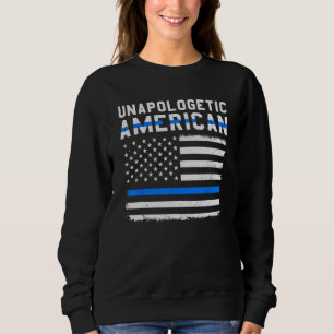 Unapologetisk amerikansk Flagga Thin Blue Line Pat T Shirt