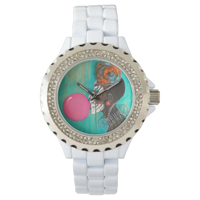 Unapologetiskt ME tittar på vit rineston Armbandsur (Framsida)