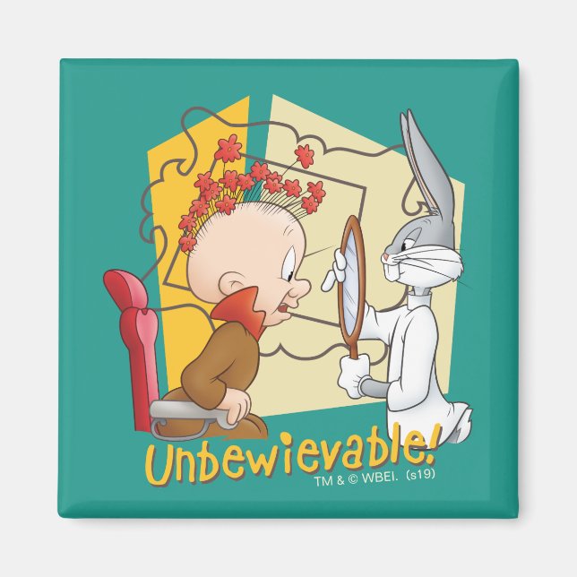 "Unbewievable" Barber KRYP BUNNY™ & Elmer Fudd Magnet (Framsidan)