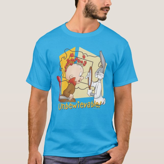 "Unbewievable" Barber KRYP BUNNY™ & Elmer Fudd T Shirt (Framsida)