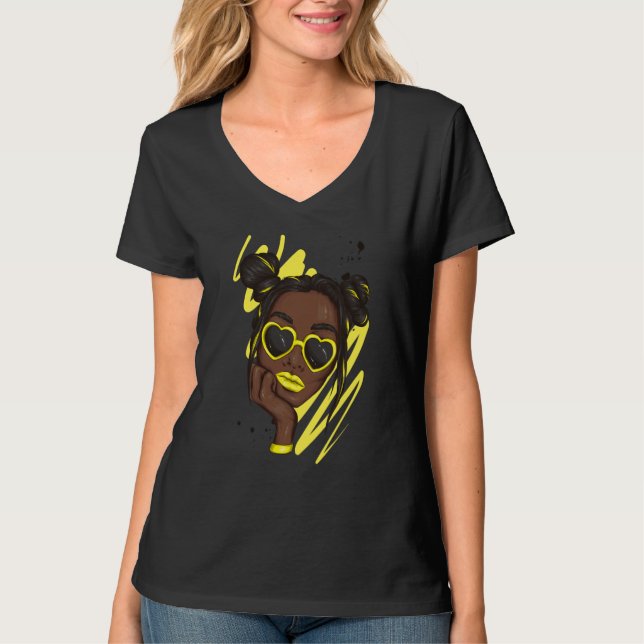 Unbothered By Negative Soul Melanin Afro American  T Shirt (Framsida)
