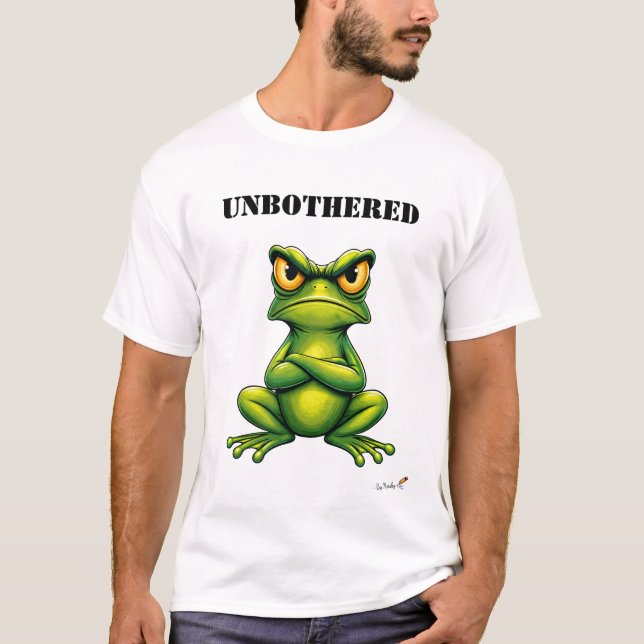 Unbothered Funny Grumpy Frog T-Shirt (Framsida)
