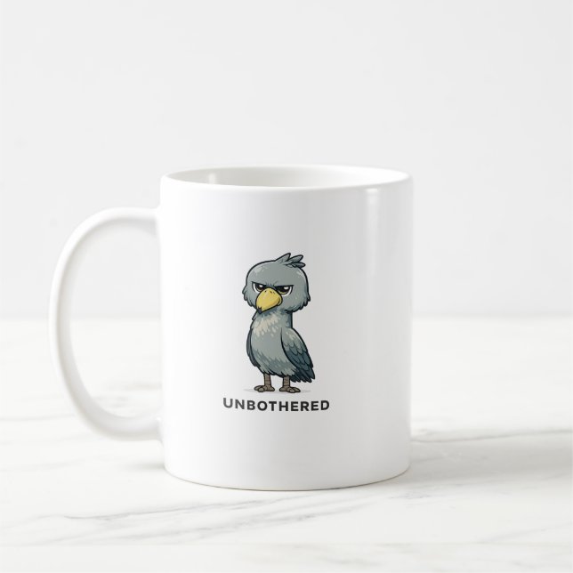 Unbothered Shoebill Bird Minimalist Funny Design Kaffemugg (Vänster)