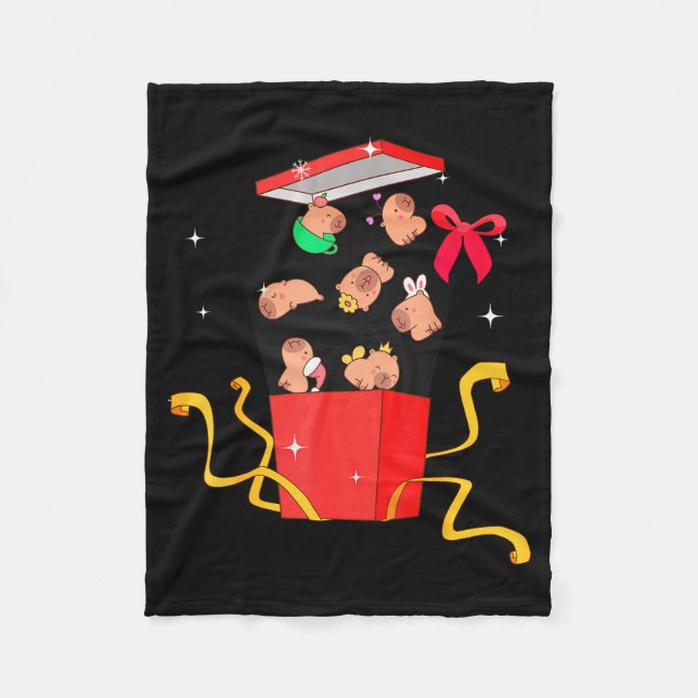 Unboxing Blind Box Capybara Pyjama Ugly Christmas  Fleecefilt (Framsidan)