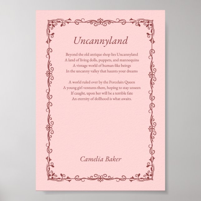 Uncannyland Poem Print Poster (Framsidan)