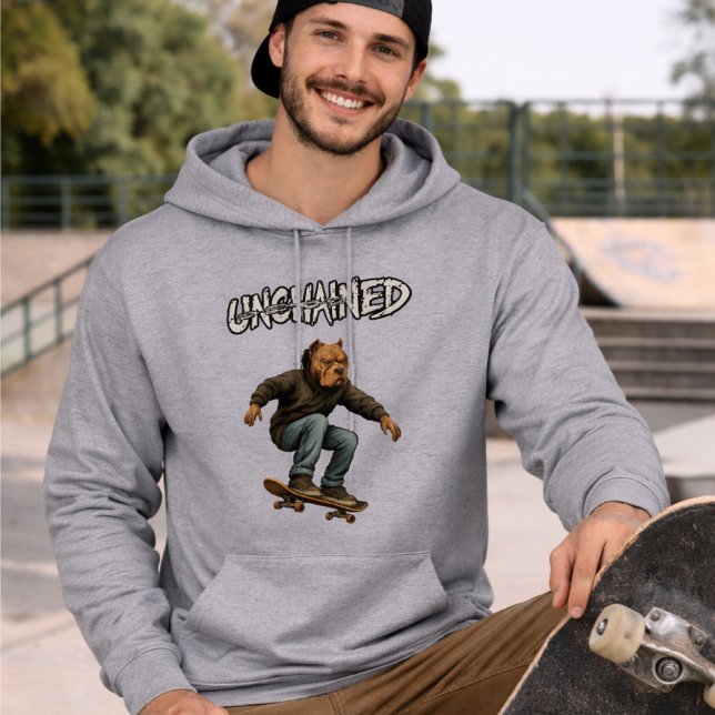 Unchained Skater Pitbull - Skateboarding Graphic Hoodie (Skapare uppladdad)