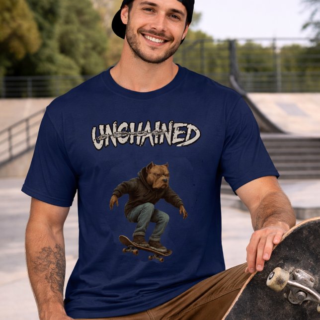 Unchained Skater Pitbull - Skateboarding Graphic T Shirt (Skapare uppladdad)