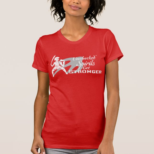 Unchecked Spirits Get Stronger - Red crew t-shirt (Framsida)