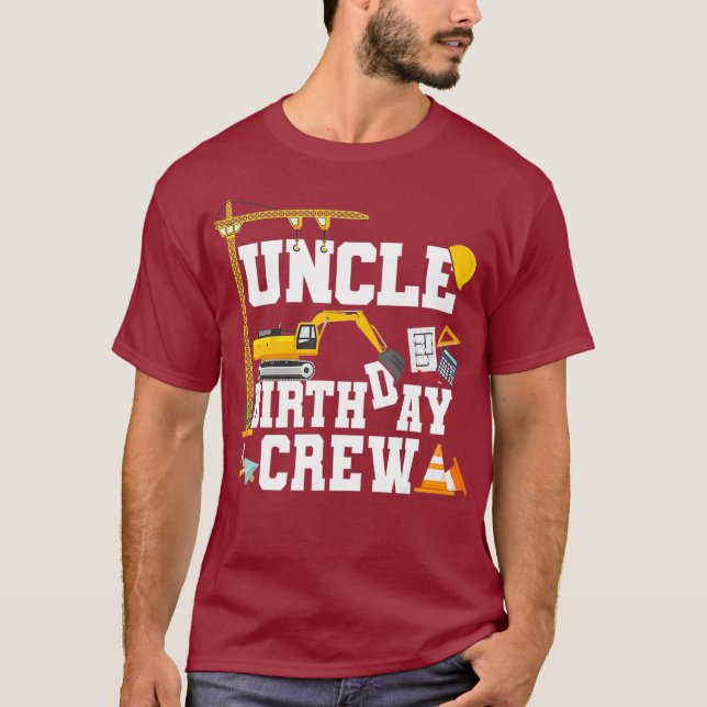 Uncle Birthday Crew Shirt Gift Construction T Shirt (Framsida)