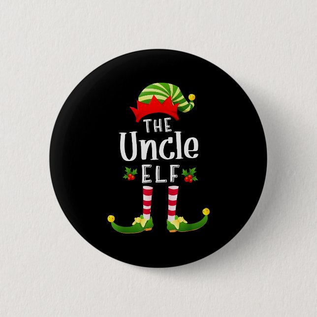 Uncle Christmas Elf Matching Pajama X-mas Party  Knapp (Framsida)
