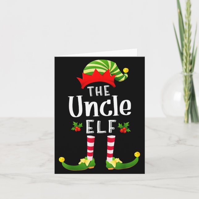 Uncle Christmas Elf Matching Pajama X-mas Party  Kort (Framsida)