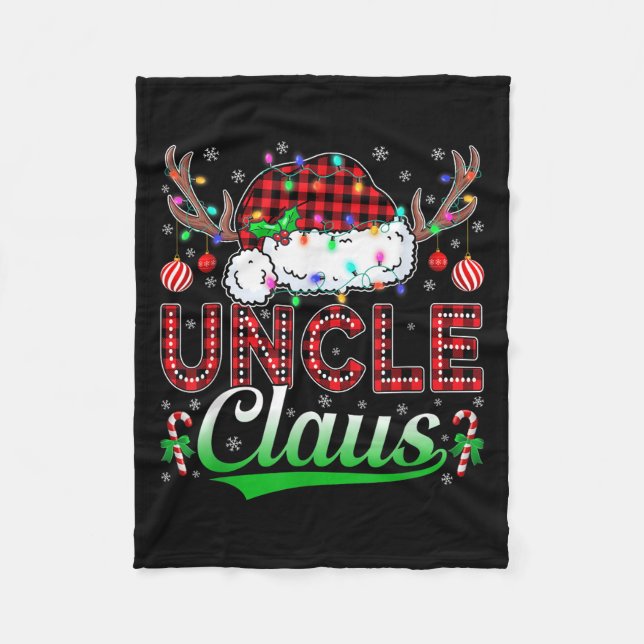 Uncle Claus Christmas Lights Matching Family Xmas  Fleecefilt (Framsidan)