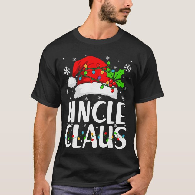 Uncle Claus Christmas Lights Pajama Family Matchin T Shirt (Framsida)