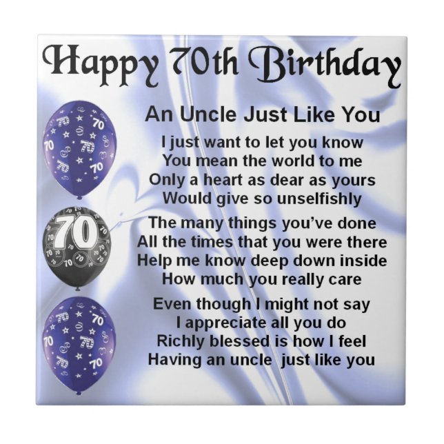 Uncle Dikt - 70th födelsedag Kakelplatta (Framsidan)