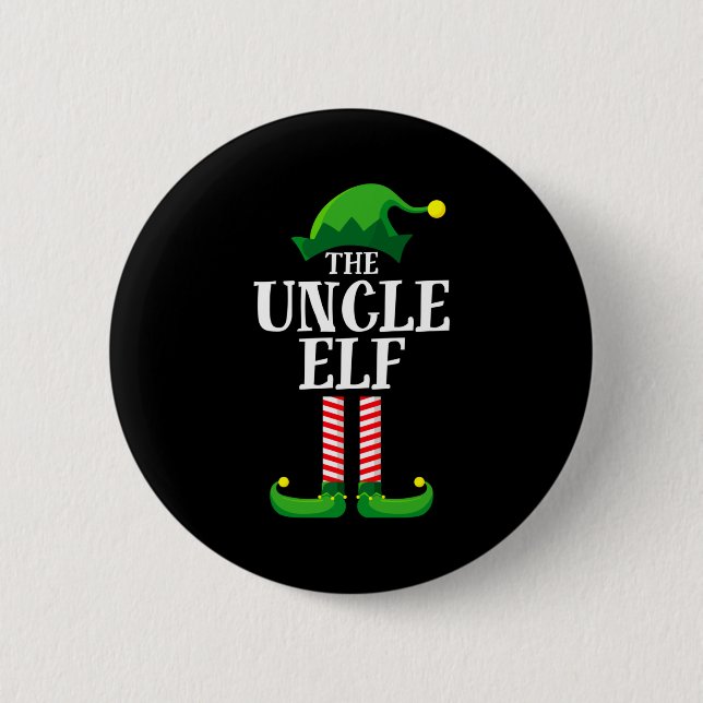 Uncle Elf Matching Family Christmas Party Pajama  Knapp (Framsida)