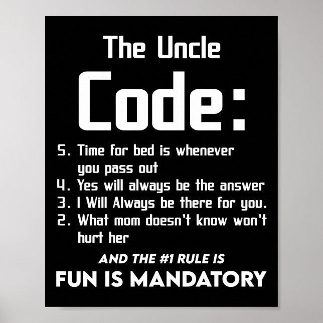 Uncle From Niece Nephew The Uncle Cool 5 Things Poster (Framsidan)